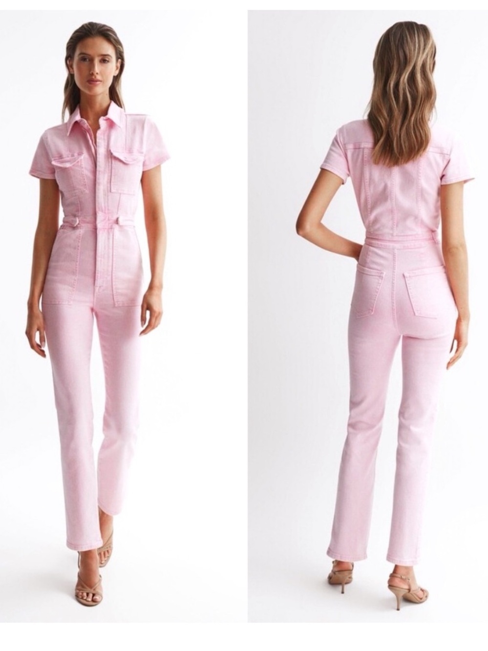 Good American Fit for success pink denim jumpsuit - Picture 4 of 11